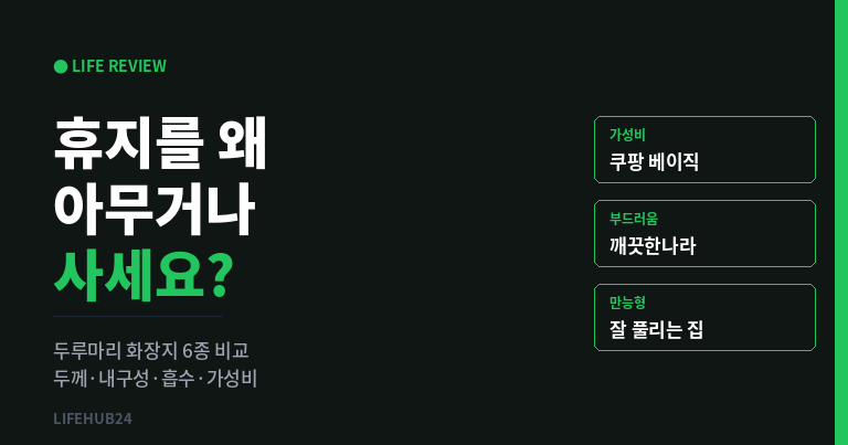 두루마리 화장지 추천｜6종 정밀 비교로 가른 BEST 제품