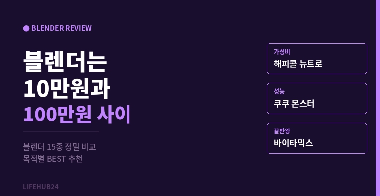 블렌더 15종 비교 - 해피콜 쿠쿠 바이타믹스 블렌텍 BEST