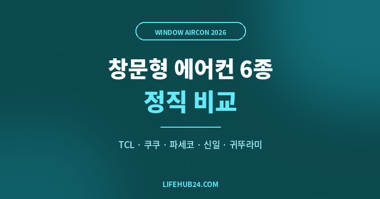 창문형 에어컨 추천 6종 비교 - TCL 파세코 쿠쿠 신일 귀뚜라미 BEST